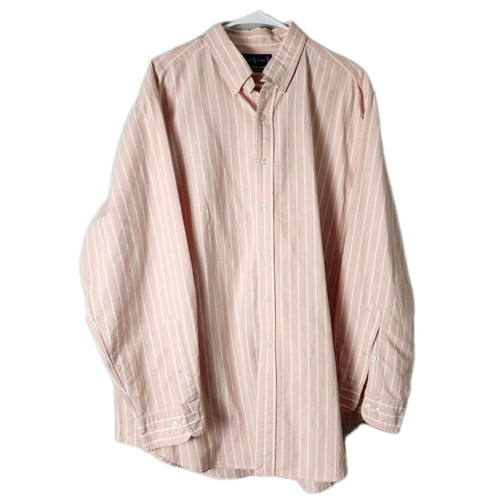 Ralph Lauren Classic Fit Shirt‎ Size 18 34/35 Button Down Pink White Striped